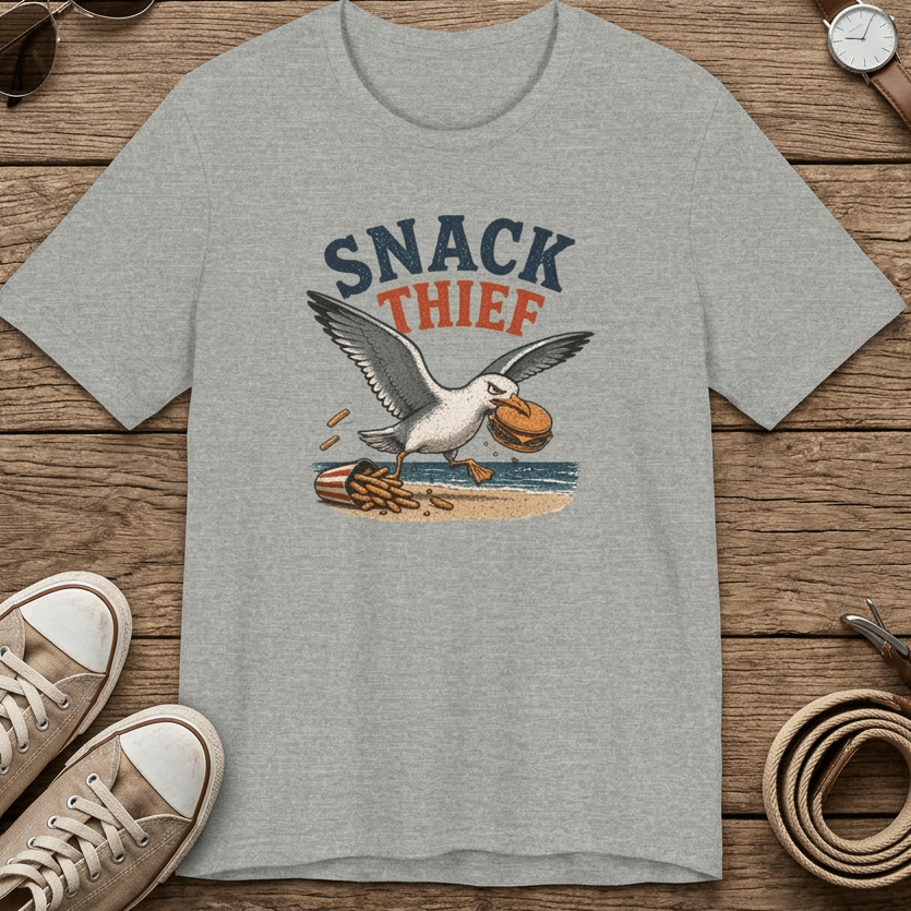 Snack Thief Seagull T-Shirt - Funny Ocean Beach Tee beach graphic tee Marequi Club