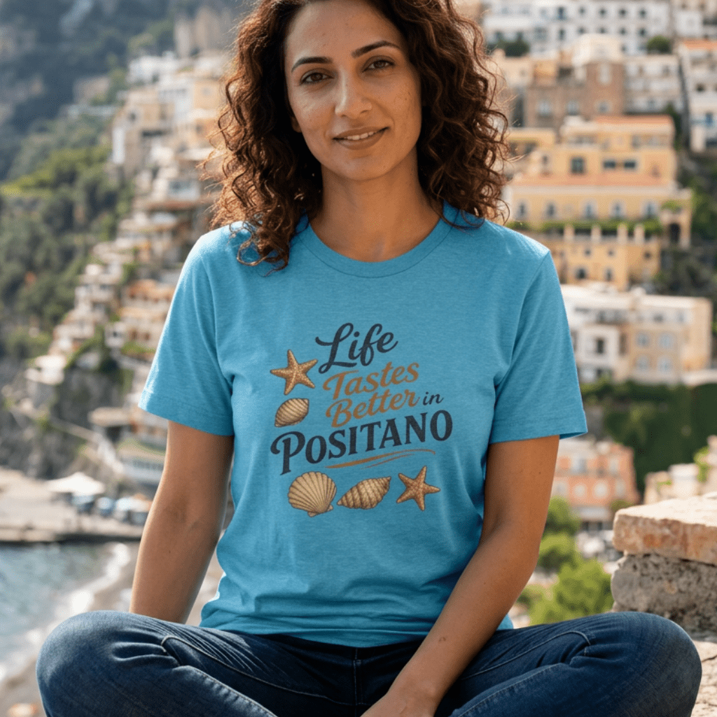 Life Tastes Better in Positano T-Shirt beach graphic tee Marequi Club