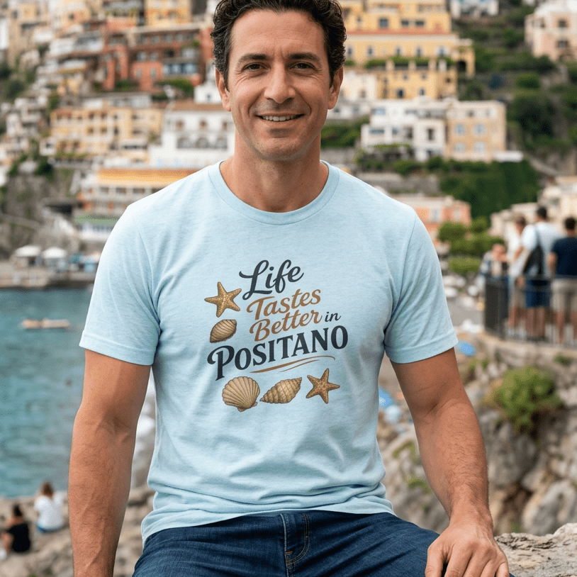 Life Tastes Better in Positano T-Shirt beach graphic tee Marequi Club