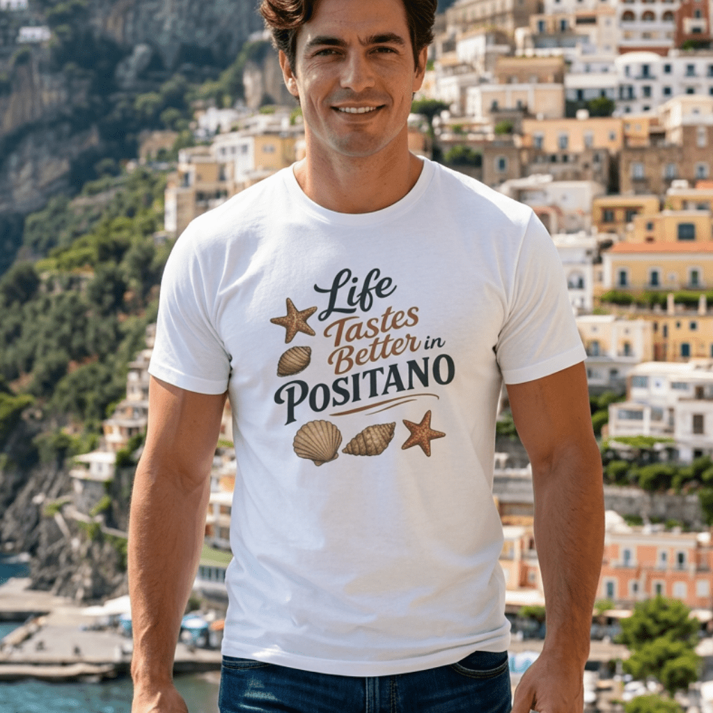 Life Tastes Better in Positano T-Shirt beach graphic tee Marequi Club