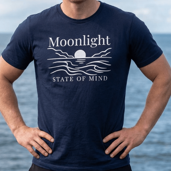 Moonlight State of Mind T-Shirt - Moon & Waves beach graphic tee Marequi Club