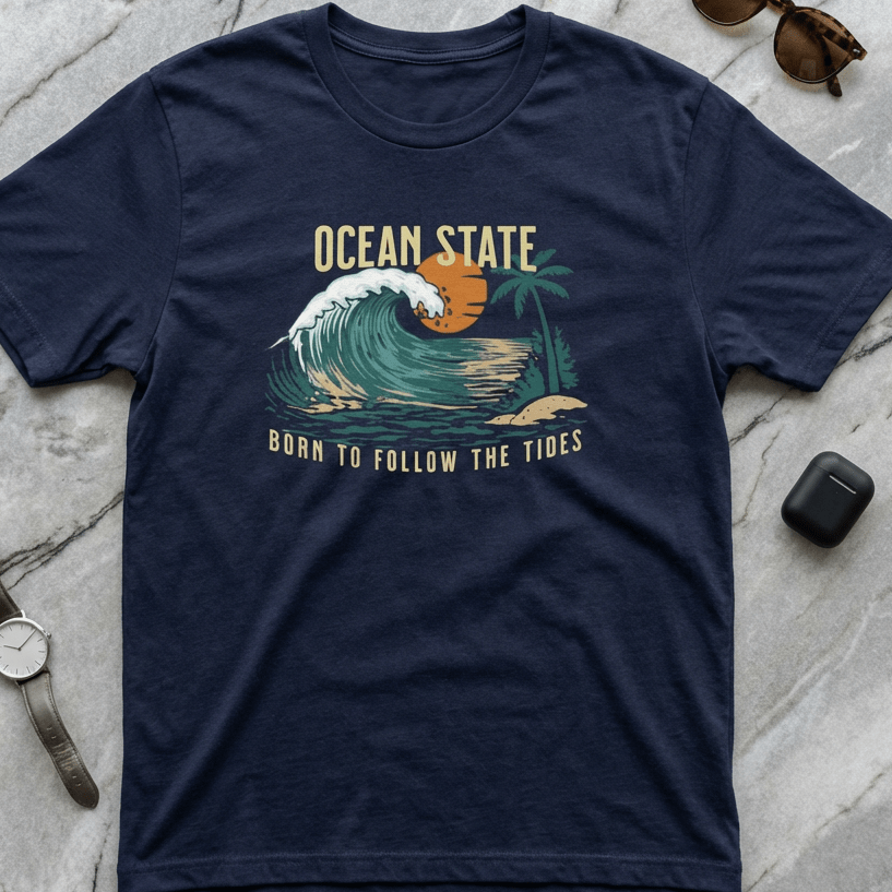 Ocean State T-Shirt - Born to Follow the Tides beach graphic tee Marequi Club