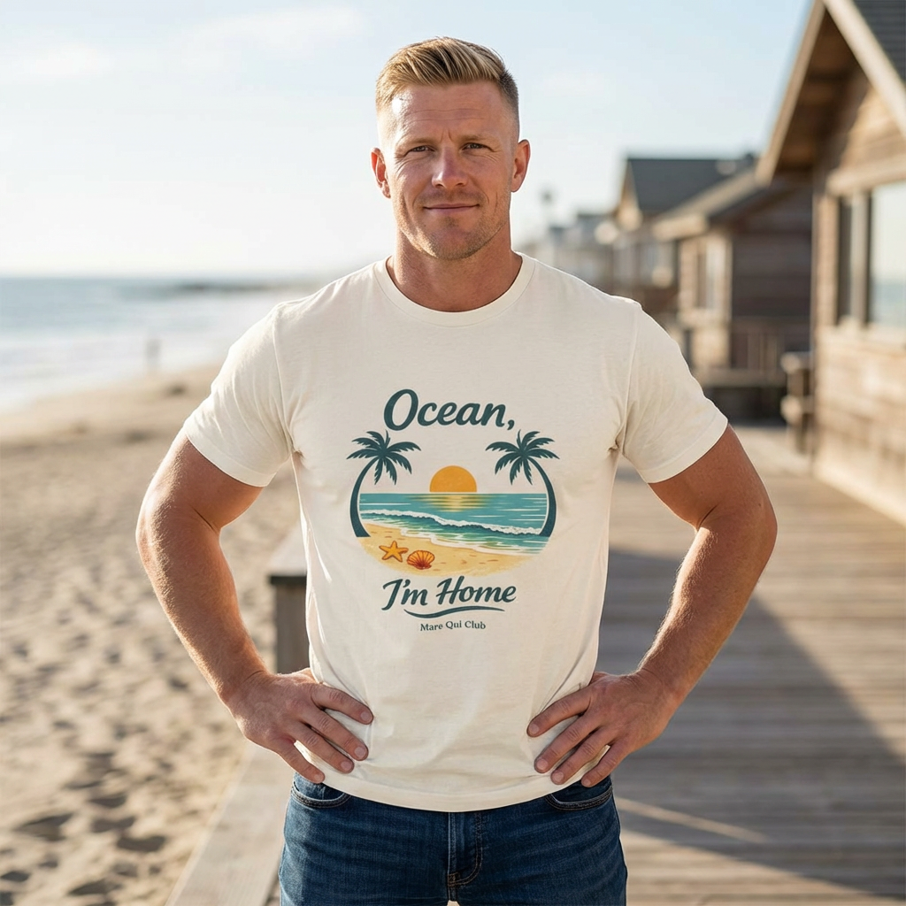 Ocean, I’m Home Vintage Beach Graphic T-Shirt MARE QUI CLUB