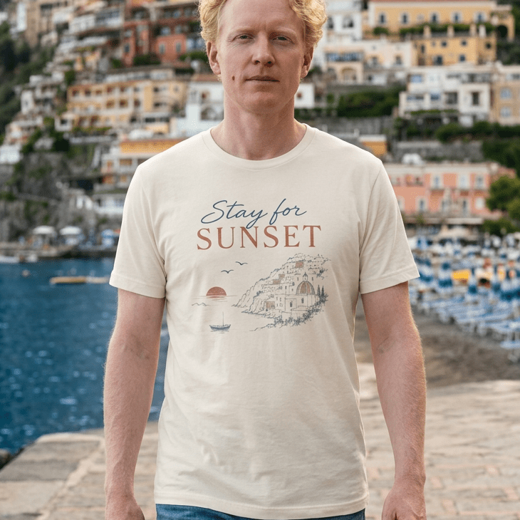 Stay for Sunset Vintage Amalfi Coast T-Shirt Amalfi Coast Italy graphic tee Marequi Club