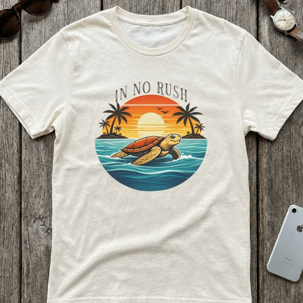 OCEAN PEACE TURTLE TEE IN NO RUSH beach graphic tee Marequi Club