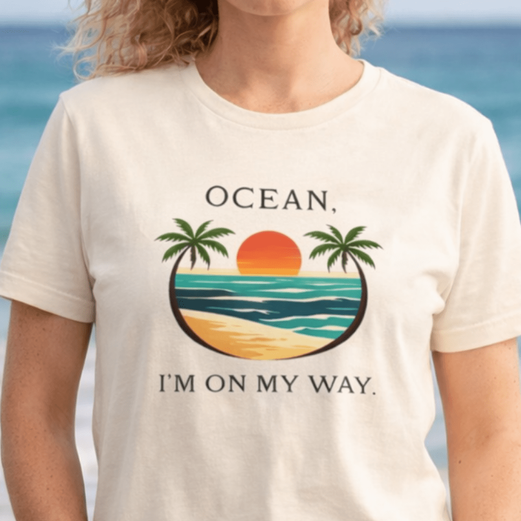 OCEAN, I’M ON MY WAY VINTAGE BEACH GRAPHIC T - SHIRT beach graphic tee Marequi Club