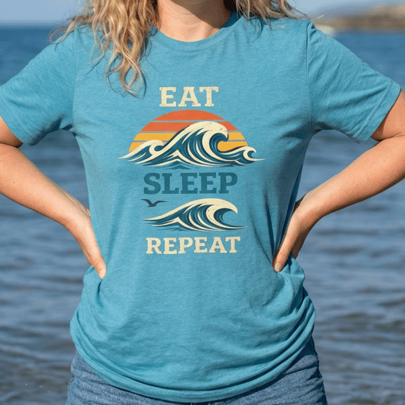 Eat Sleep Repeat T-Shirt - Vintage Wave Beach beach graphic tee Marequi Club