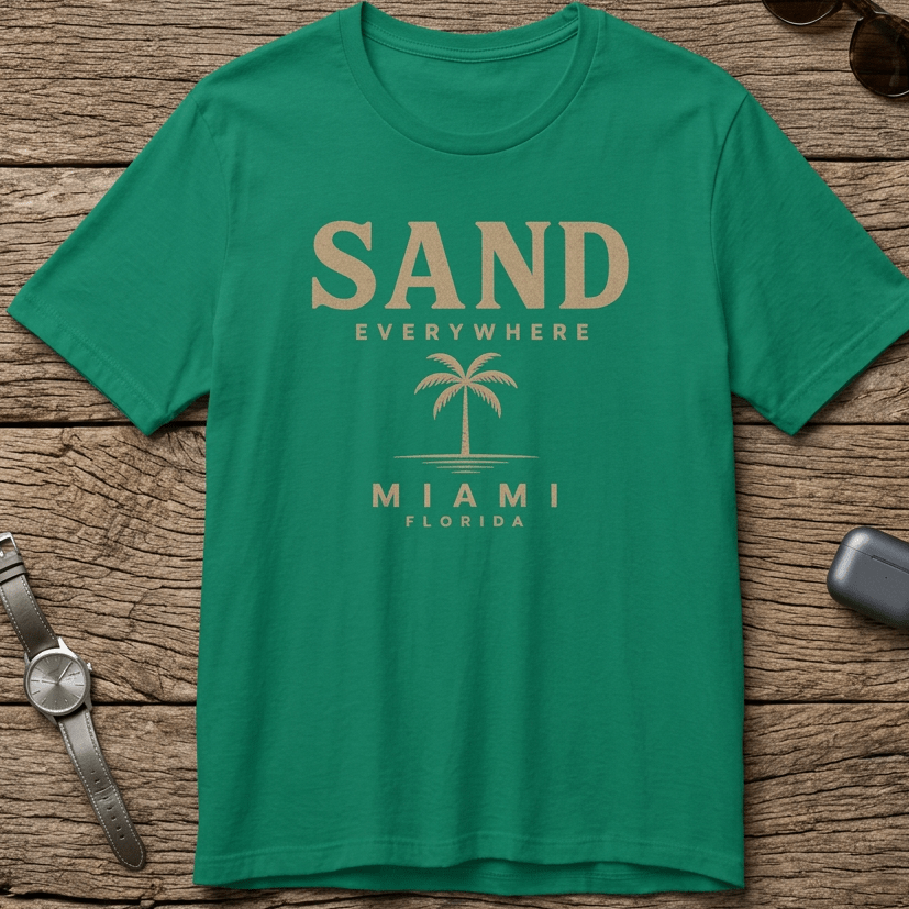 Miami 'Sand Everywhere' Palm T-Shirt beach graphic tee Marequi Club