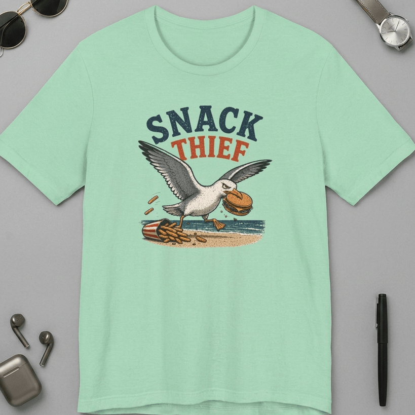 Snack Thief Seagull T-Shirt - Funny Ocean Beach Tee beach graphic tee Marequi Club