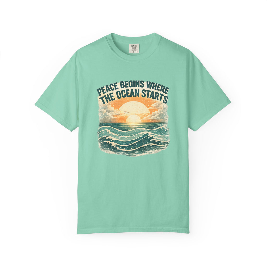 Ocean sunset t-shirt green Mare Qui Club
