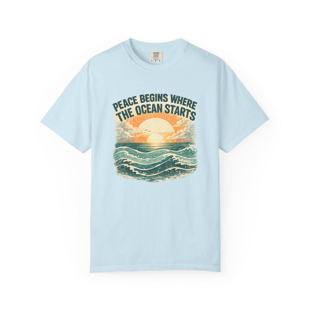 Ocean sunset graphic t-shirt with calm coastal vibe Mare Qui Club
