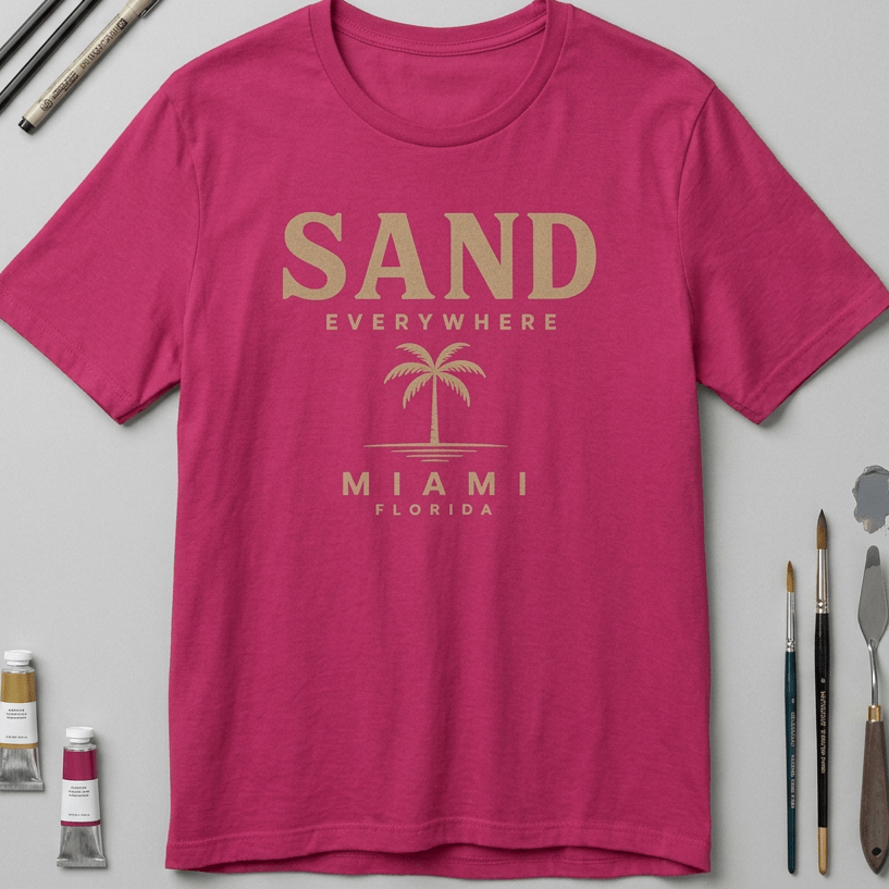 Miami 'Sand Everywhere' Palm T-Shirt beach graphic tee Marequi Club